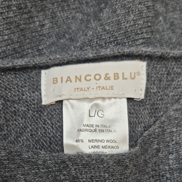 Bianco & Blu Gray Long Sleeve Sweater Merino Wool Cashmere Women's Size Large - Picture 8 of 12